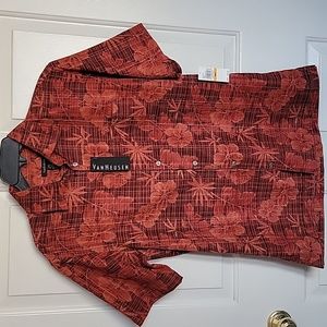 Van Heusen, men's buttondown shirt, small, burnt orange and black, NWT.